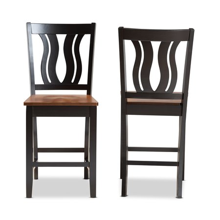 Baxton Studio Fenton Modern Two-Tone Dark Brown and Walnut Brown Finished Wood 2-PC Counter Stool Set 176-11416-Zoro